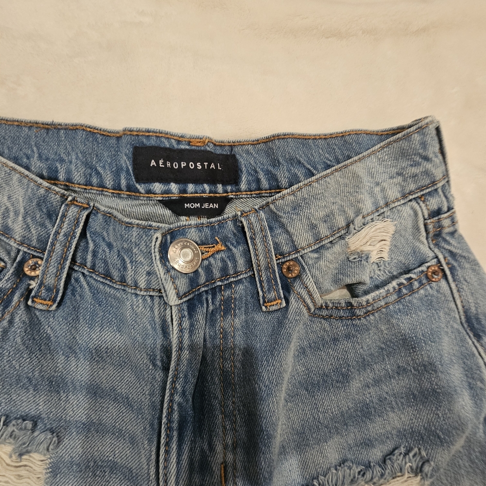 Aeropostale Ripped Light Blue Boyfriend Jeans - Picture 7 of 14